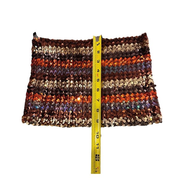 VTG 70s Toppettes By A. Brod Sequins Striped Silver Black Rainbow Disco Tube Top - Picture 5 of 10